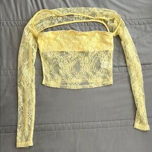 Yellow Lace Long Sleeve Top